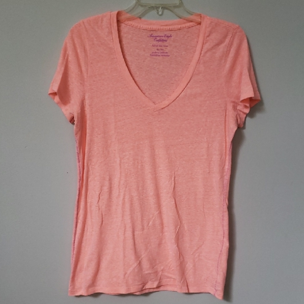 American Eagle Outfitters Shirt Womens XL Bright Orange  V-Neck Favorite Tee